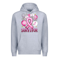 Heather Grey Balloons cancer ribbon survivor Premium Hoodie - Artiststas
