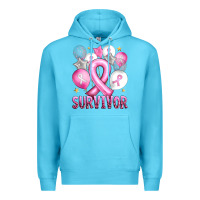 Ocean Blue Balloons cancer ribbon survivor Premium Hoodie - Artiststas