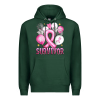 Sports Green Balloons cancer ribbon survivor Premium Hoodie - Artiststas