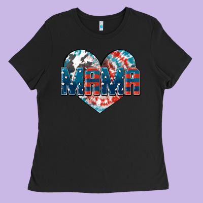 American Mama Heart Ladies Tee Designed By Fadigitalartstudio