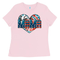 Bubblegum Pink American Mama heart Ladies Tee - FaDigitalArtStudio