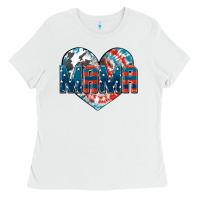 White American Mama heart Ladies Tee - FaDigitalArtStudio