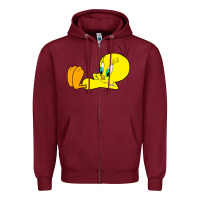 Burgundy tweety bird Zipper Hoodie - DesigneFamous