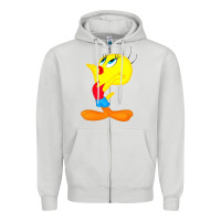 Dove Grey tweety bird Zipper Hoodie - DesigneFamous