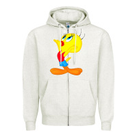 Oatmeal Heather tweety bird Zipper Hoodie - DesigneFamous