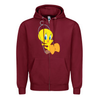 Burgundy tweety bird Zipper Hoodie - DesigneFamous