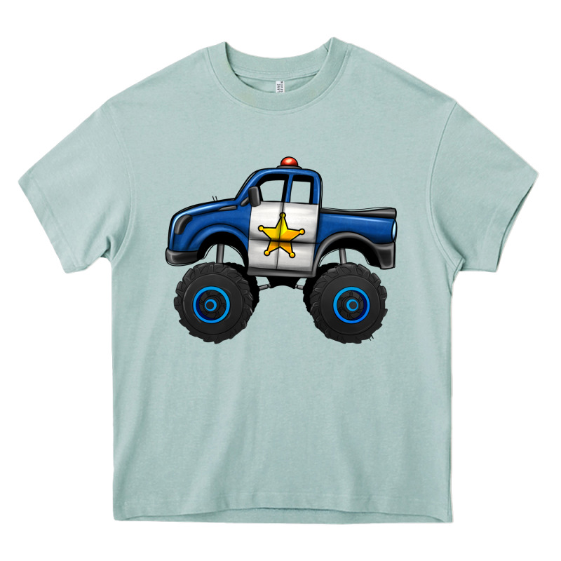 Police Car Monster Truck Heavy Core Tee by Jasminsmagicworld | Teevron
