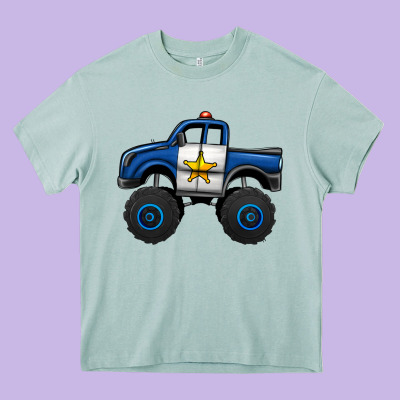 Police Car Monster Truck Heavy Core Tee Designed By Jasminsmagicworld