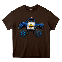 Chocolate Brown police car monster truck Heavy Core Tee - Jasminsmagicworld