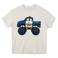Cream police car monster truck Heavy Core Tee - Jasminsmagicworld