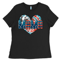 Black American Mama heart Ladies Tee - FaDigitalArtStudio