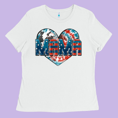 American Mama Heart Ladies Tee Designed By Fadigitalartstudio
