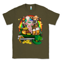 Army Green St. Patrick's Day farm animals on truck Classic Tee - HowdyJamesFarm