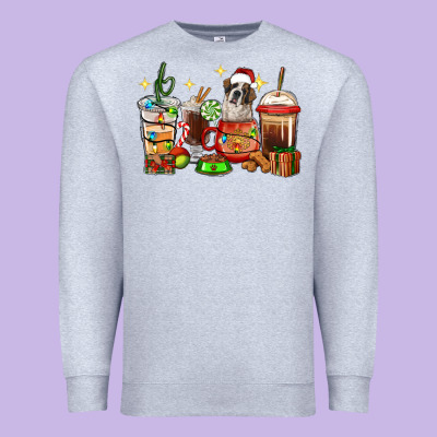Christmas Coffee Cups With Saint Bernard Premium Sweatshirt Designed By Ranaportraitstore