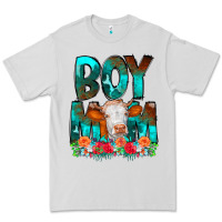 Dove Grey Boy Mom Flowers Cow Premium Tee - CowCowDesign