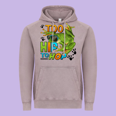 Too Hip To Hop Frog Vintage Hoodie Designed By Lillyallendesigns