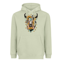 Matcha sunflower boho bull skull with hands Heavyweight Hoodie - RanaPortraitStore