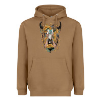 Toasted Coconut sunflower boho bull skull with hands Heavyweight Hoodie - RanaPortraitStore