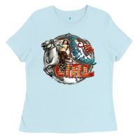 Baby Blue All American Girl Ladies Tee - FaDigitalArtStudio