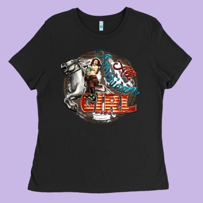 All American Girl Ladies Tee Designed By Fadigitalartstudio