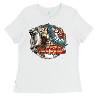 White All American Girl Ladies Tee - FaDigitalArtStudio