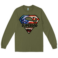 Army Green American Super Dad Long Sleeve Tee - LillyAllenDesigns
