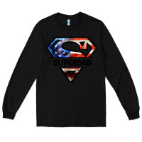 Black American Super Dad Long Sleeve Tee - LillyAllenDesigns