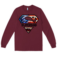 Burgundy American Super Dad Long Sleeve Tee - LillyAllenDesigns