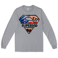 Heather Grey American Super Dad Long Sleeve Tee - LillyAllenDesigns