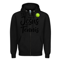 Black this girl runs on jesus and tennis Zipper Hoodie - DesigneFamous