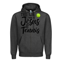 Charcoal Heather this girl runs on jesus and tennis Zipper Hoodie - DesigneFamous