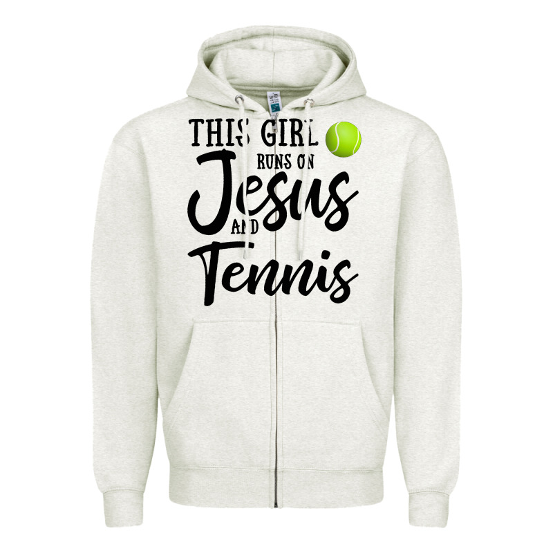 This Girl Runs On Jesus And Tennis Zipper Hoodie by DesigneFamous | Teevron