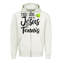 Oatmeal Heather this girl runs on jesus and tennis Zipper Hoodie - DesigneFamous