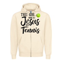 Sandshell this girl runs on jesus and tennis Zipper Hoodie - DesigneFamous