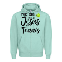 Seafoam this girl runs on jesus and tennis Zipper Hoodie - DesigneFamous