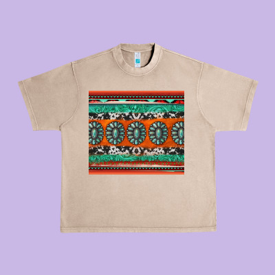 Turquoise Gemstone Western Urban Heavy Tee Designed By Jasminsmagicworld