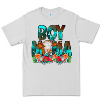 Dove Grey Boy Mama Flowers Cow Premium Tee - CowCowDesign