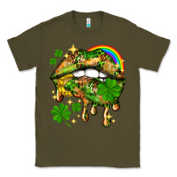Army Green St. Patrick's Day lips Classic Tee - HowdyJamesFarm