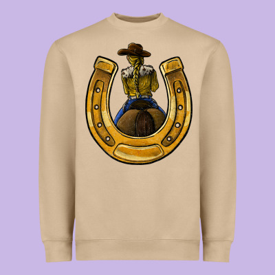 Horseshoe And Cowgirl Heavyweight Sweatshirt Designed By Jahusdesignshop