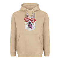 Mushroom White shepherd with love glasses Heavyweight Hoodie - RanaPortraitStore