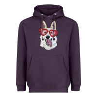 Plum White shepherd with love glasses Heavyweight Hoodie - RanaPortraitStore