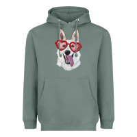 Sage White shepherd with love glasses Heavyweight Hoodie - RanaPortraitStore