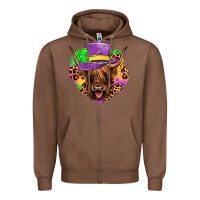 Chestnut highland cow mardi gras Zipper Hoodie - JahusDesignShop