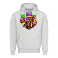 Dove Grey highland cow mardi gras Zipper Hoodie - JahusDesignShop