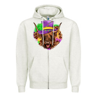 Oatmeal Heather highland cow mardi gras Zipper Hoodie - JahusDesignShop