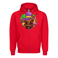 Red highland cow mardi gras Zipper Hoodie - JahusDesignShop