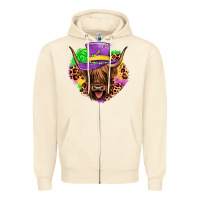Sandshell highland cow mardi gras Zipper Hoodie - JahusDesignShop