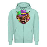 Seafoam highland cow mardi gras Zipper Hoodie - JahusDesignShop