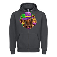 Smoke highland cow mardi gras Zipper Hoodie - JahusDesignShop