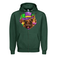 Sports Green highland cow mardi gras Zipper Hoodie - JahusDesignShop